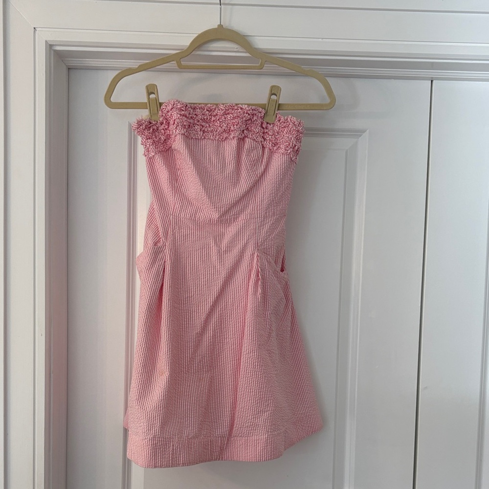 Lilly Pulitzer Pink seersucker strapless dress